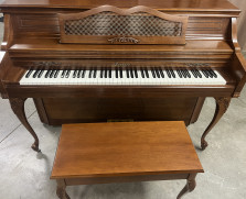 Made in the USA Currier console piano and bench